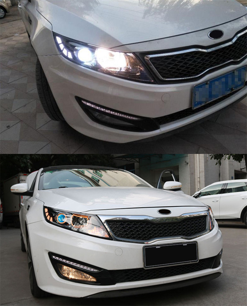 For Kia K5 Optima Head Lamp 2011-2014 Car Accessory Fog Lights Day Running Light DRL H7 LED Bi Xenon Bulb Headlights