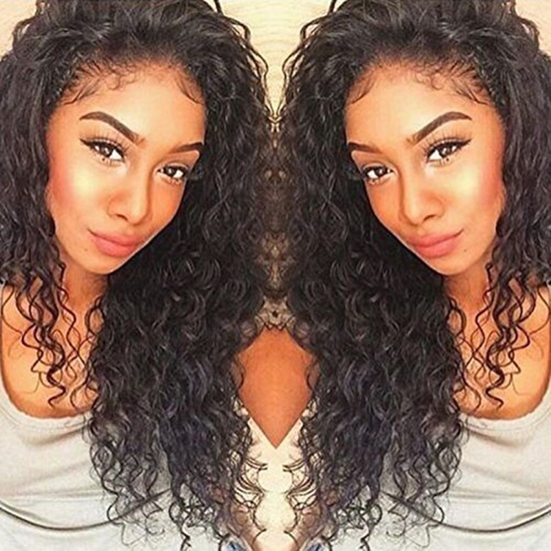 HD Transparent Lace Front Human Hair Wigs For Black Women Mongolian water wave Curly 360 Frontal Wig Perrque Pre Plucked Deep Full And Thick 150%