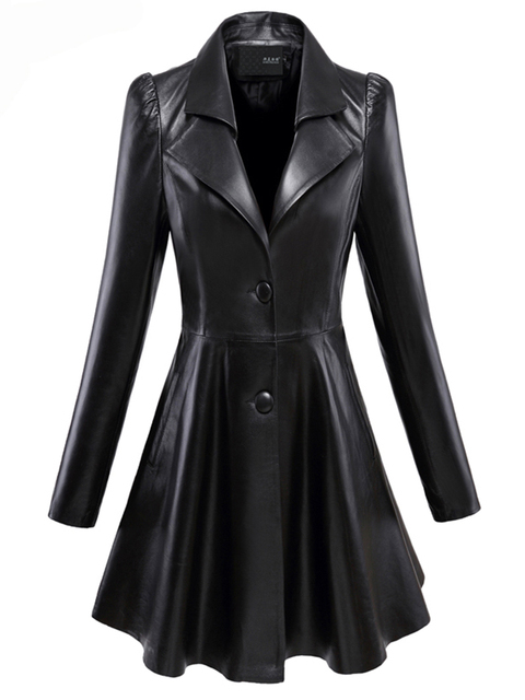 Women's Leather Faux Nerazzurri Fit and flare faux leather coat notched lapel long sleeve puff Skirted Black Elegant blazer slim fit 220928