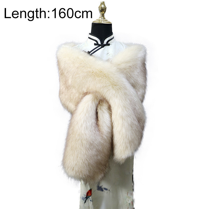 Women's Fur Faux Bridal Shawl Wedding Cape Cloaks Coat For Evening Party Solid Collar Warm Scarf 220928