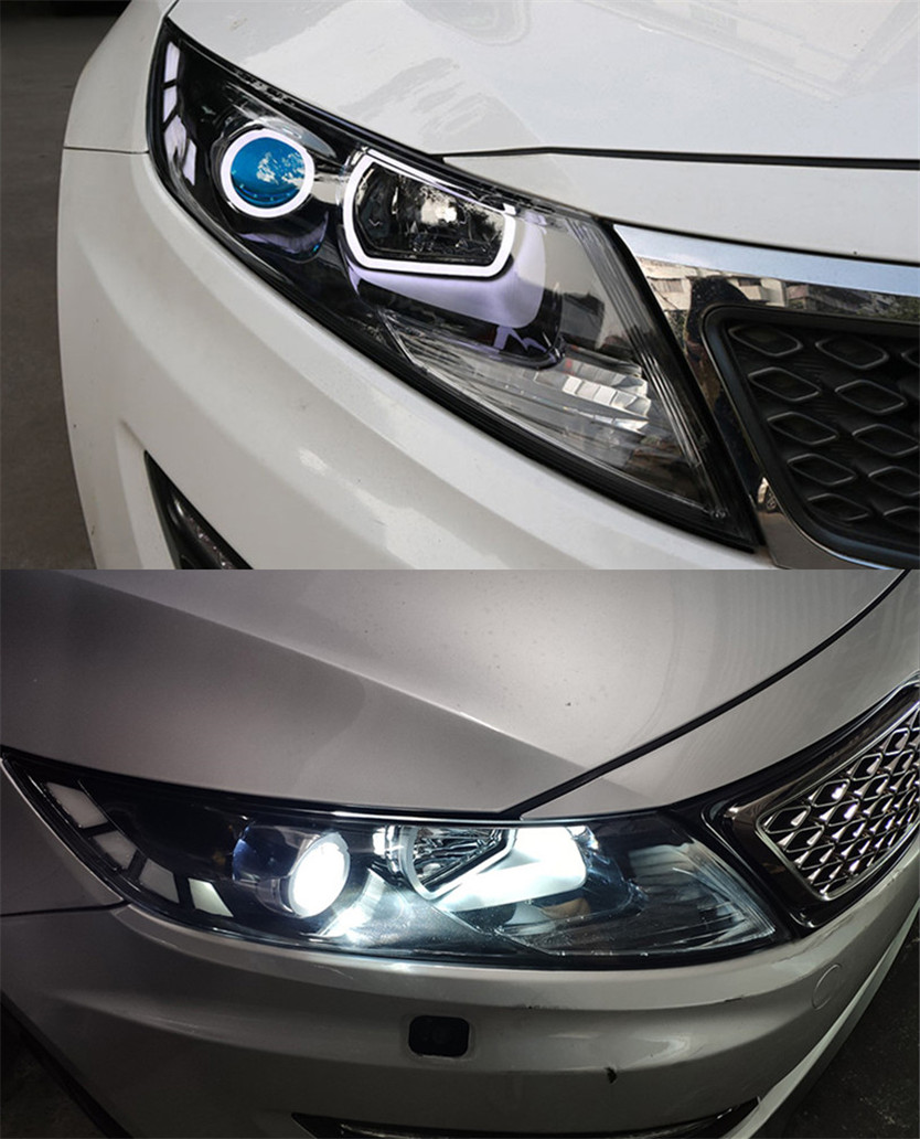 For Kia K5 Optima Head Lamp 2011-2014 Car Accessory Fog Lights Day Running Light DRL H7 LED Bi Xenon Bulb Headlights