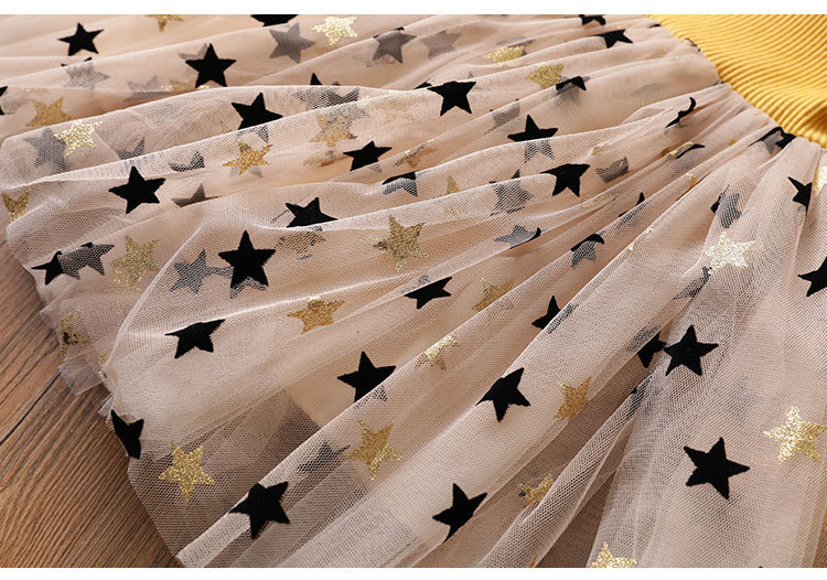 Girl's Dresses Girl Long Sleeve Kids Spring Summer Sequins Star Tutu Party Birthday Wedding Vestidos Girls Daily Wear Holiday 220927