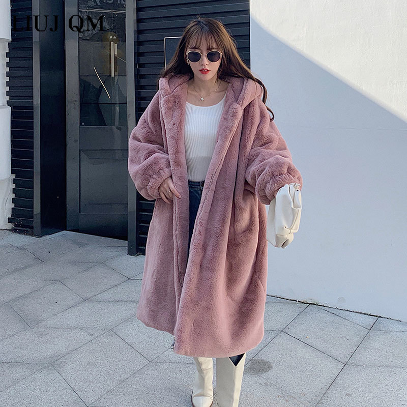 Women's Fur Faux Women Parka Winter Clothes Oversize Coat Thick Warm Long Jacket Hooded Overcoat Plush Jackets 220928