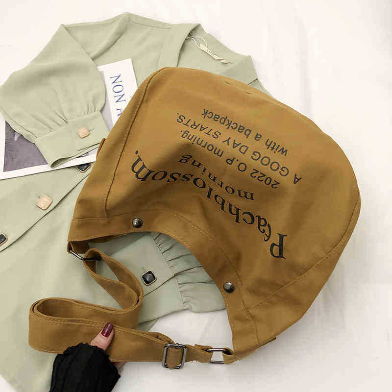 Day Packs Letter Canvas crossbody Bag Female Fashion Versatile Tote Bag Student Class Large Capacity Messenger 220826