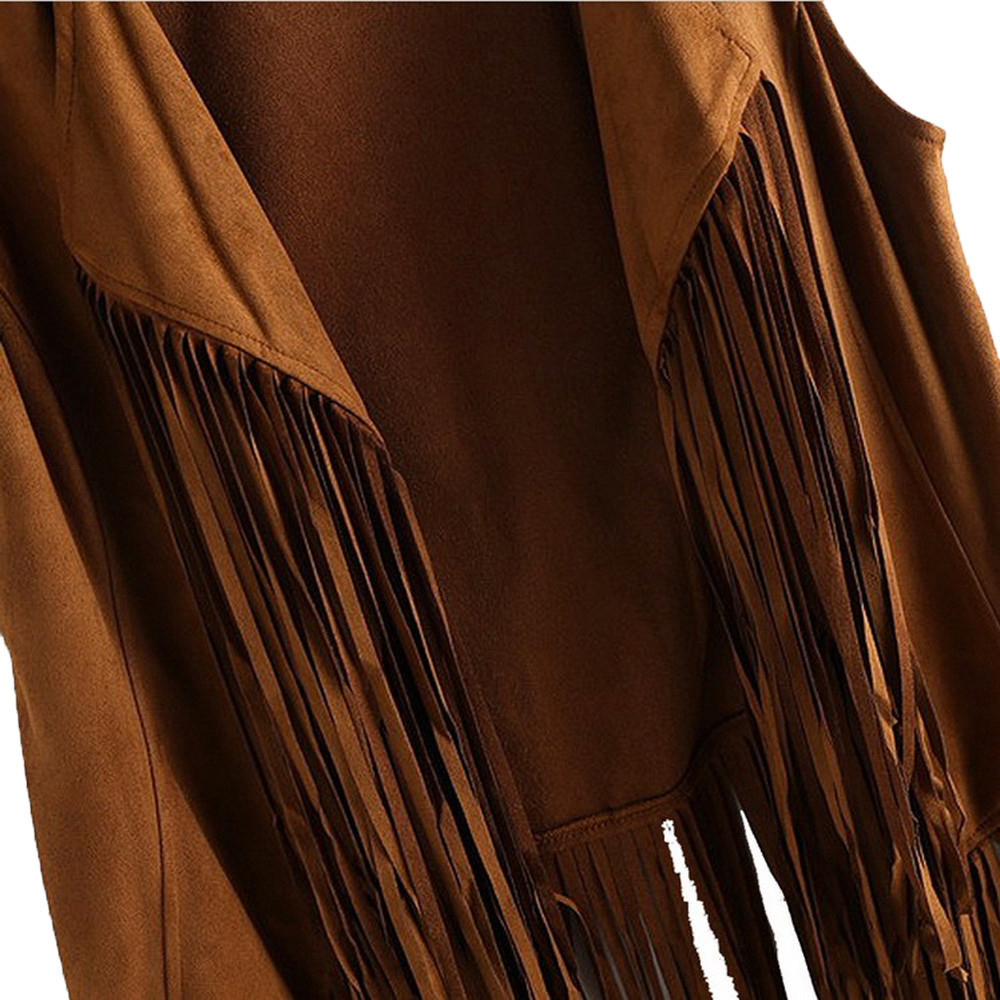 Women's Vests JAYCOSIN Coat Autumn Winter Fashion Suede Ethnic Tassels Fringed Cardigan Female Sleeveless Jackets 220928