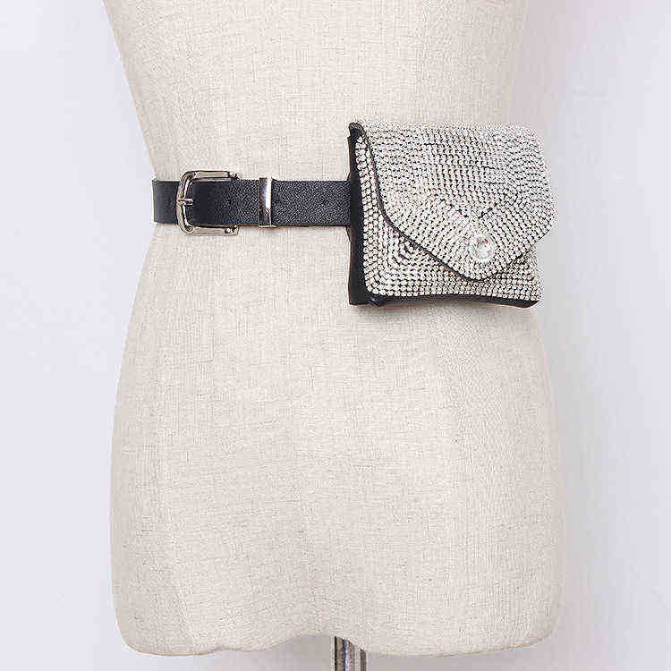 belt bags Concave Shape Blingbling Shiny Belt Removable Dual Purpose Waist Bag 220723