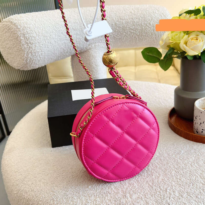 Womens Designer Classic Round Circle Quilted Vanity Bags With Gold Crush Ball GHW Crossbody Cosmetic Case 16CM, Black
Womens Designer Classic Round Circle Quilted Vanity Bags With Gold Crush Ball GHW Crossbody Cosmetic Case 16CM, Black