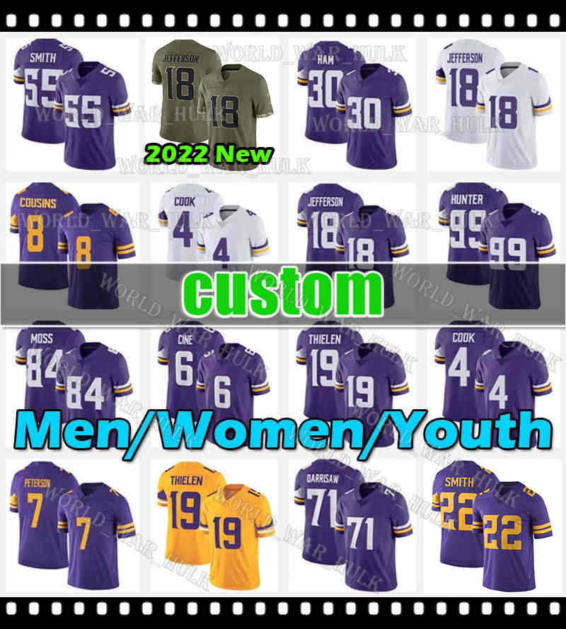 18 Justin Jefferson Football Jersey Za'Darius Smith Dalvin Cook Christian Darrisaw CJ Ham Patrick Peterson Lewis Cine Eric Kendricks Kirk Cousins, Men custom (w j r)
18 Justin Jefferson Football Jersey Za'Darius Smith Dalvin Cook Christian Darrisaw CJ Ham Patrick Peterson Lewis Cine Eric Kendricks Kirk Cousins, Men custom (w j r)