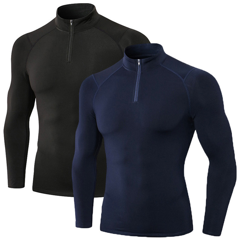 Men's Thermal Underwear Male Quarter Zip Pullover Mens Thermal Compression Shirt Workout Sports Tops Long Sleeve with Fleece Lined 1 or 2 Pack 22