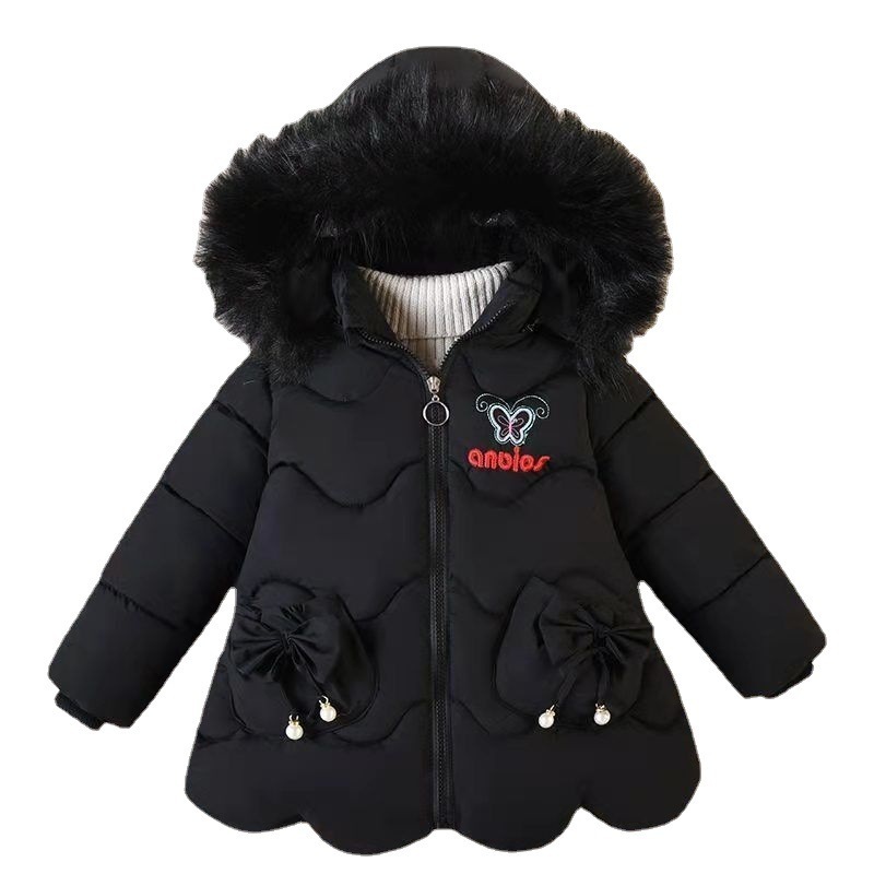 Jackets Baby Girls Jacket Kids Fashion Coats Warm Solid Fur Collar Hoodie Winter Girl Clothes Infant Clothing Children's 220928