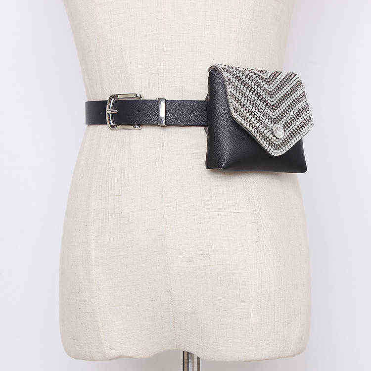 belt bags Concave Shape Blingbling Shiny Belt Removable Dual Purpose Waist Bag 220723