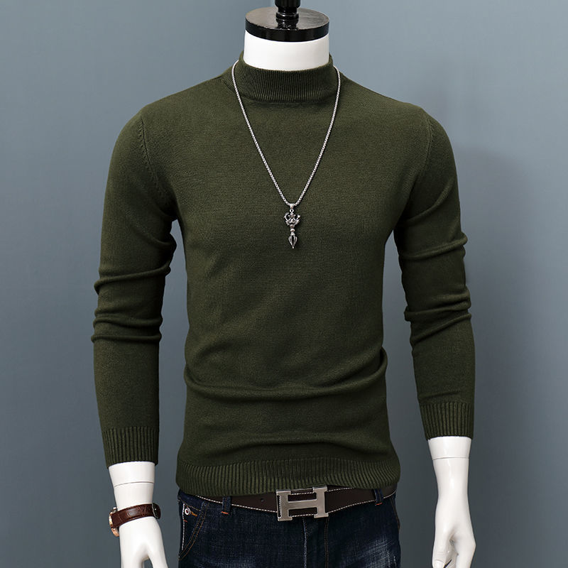 Men's Sweaters Men Autumn Winter Korean Pure Half Turtleneck Pullover Male Slim Warm Thick Cashmere Knitting Sweater Pullovers N27 220928