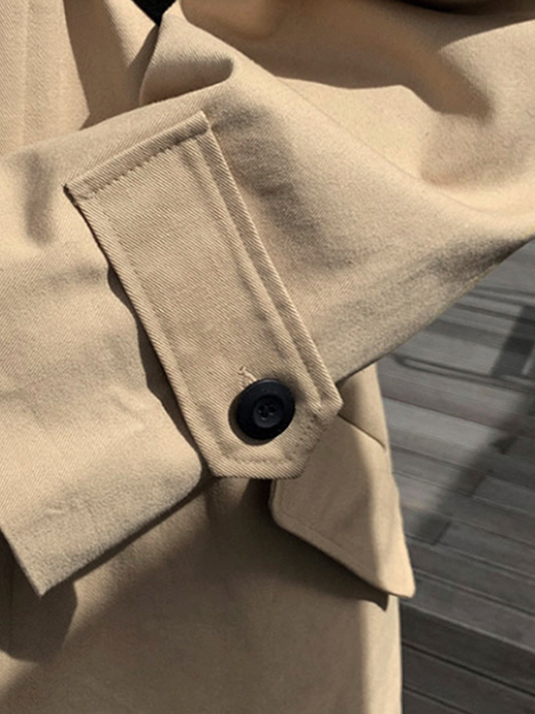 Men's Wool Blends Mauroicardi Spring Autumn Long Oversized Black Khaki Trench Coat Men Raglan Sleeve Single Breasted Loose Casual Korean Fashion 