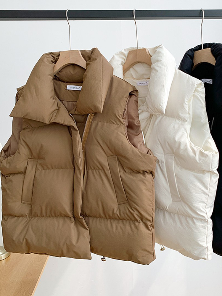 Women's Vests EleeMee Women Jacket Sleeveless Pocket Loose Female Winter Vest Fashion Daily Casual Ins Stylish Outwear Size M-2XL 220928