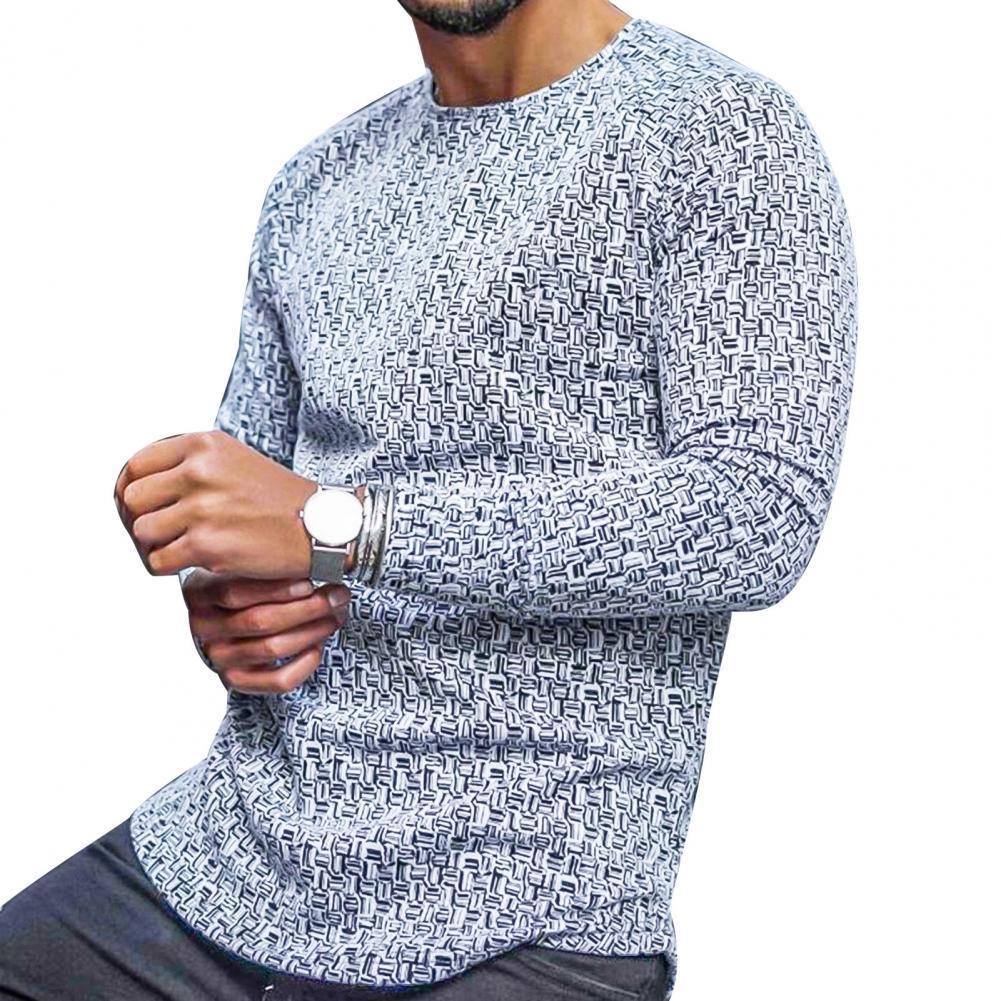 Men's Sweaters T-shirt Long Sleeve Slim Top Cotton Blend Men Stripe Plaid Print Male Pullover Sweater for Autumn Men clothing Casual Streetwear 2