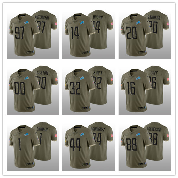 Football Jersey Detroit''Lions''MEN Jared Goff T.J. Hockenson Aidan Hutchinson Barry SandersD'Andre Swift 2022 Salute To Service
Football Jersey Detroit''Lions''MEN Jared Goff T.J. Hockenson Aidan Hutchinson Barry SandersD'Andre Swift 2022 Salute To Service