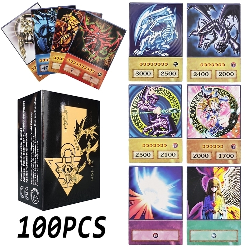 

Card Games 100pcs Yu-Gi-Oh Anime Style Cards Blue Eyes Dark Magician Exodia Obelisk Slifer Ra Yugioh DM Classic Proxy DIY Card Kids Gift 220927