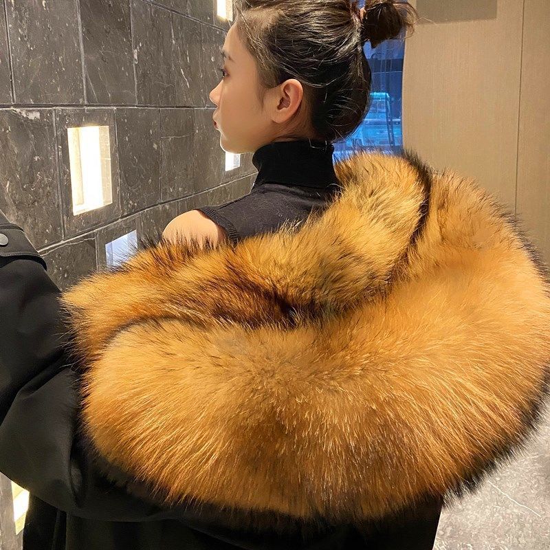 Women's Fur Faux Coat Loose OverCoat Thick Warm Female Plush Coats Hair Inner Liner Detachable Collar Long Parkas Jacket 220928