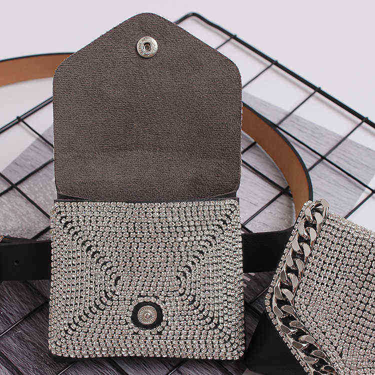 belt bags Concave Shape Blingbling Shiny Belt Removable Dual Purpose Waist Bag 220723