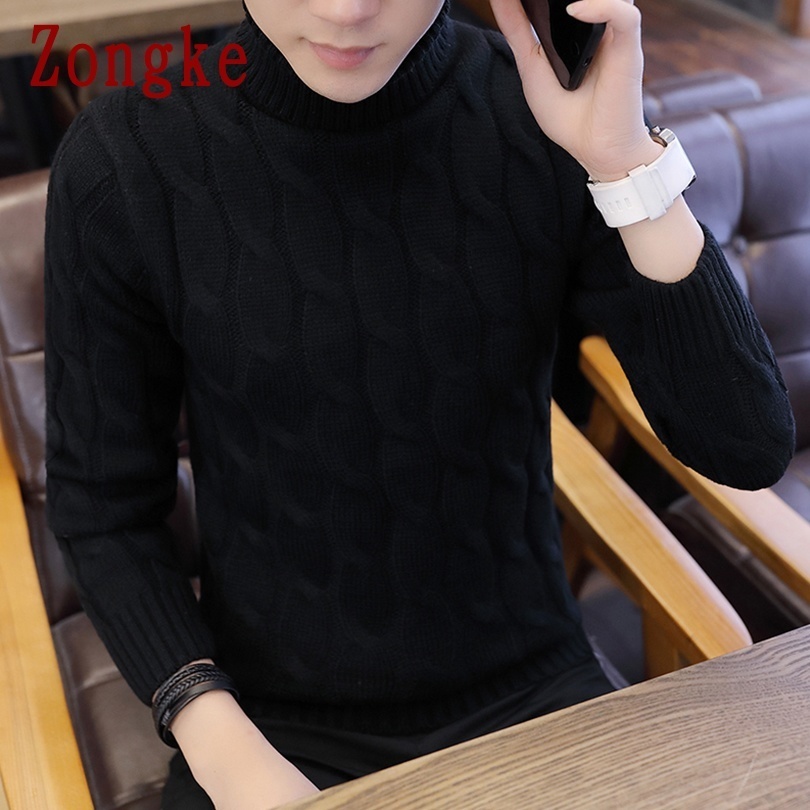 Men's Sweaters Zongke White Turtleneck Men Clothes Winter Sweater Men Coats Solid Striped Pullover Mens Turtleneck M2XL Spring 220928