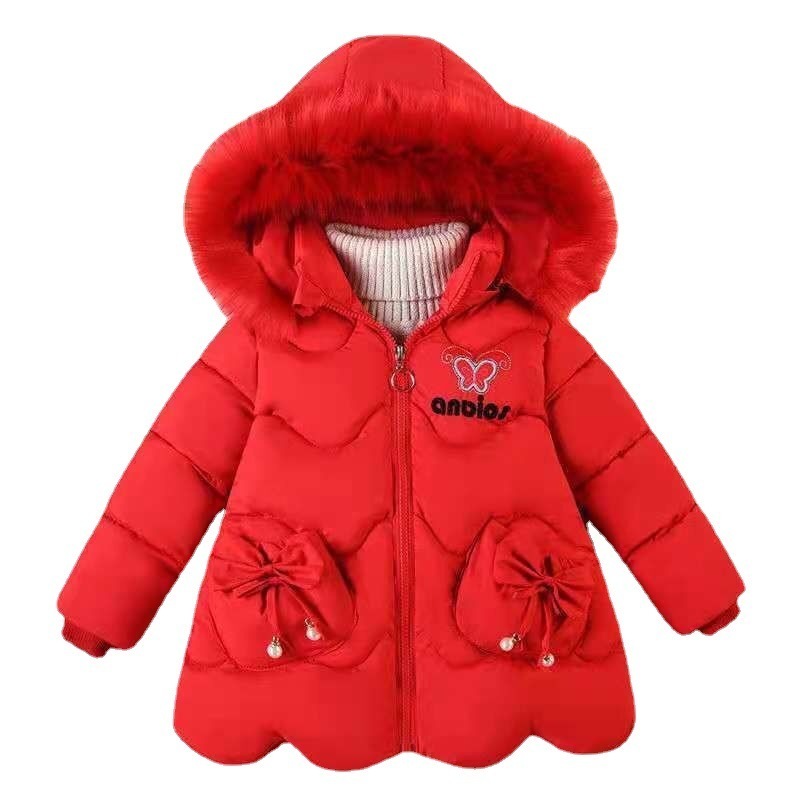 Jackets Baby Girls Jacket Kids Fashion Coats Warm Solid Fur Collar Hoodie Winter Girl Clothes Infant Clothing Children's 220928