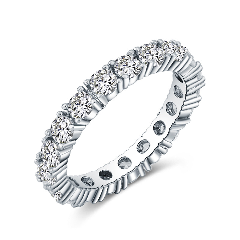 Bling Prong Tennis Cubic Zirconia Finger Rings Size 5 to 10 Band Ring for Women Men Guys Wedding Aniversory Party Iced Out White Gemstone Hip Hop Jewe