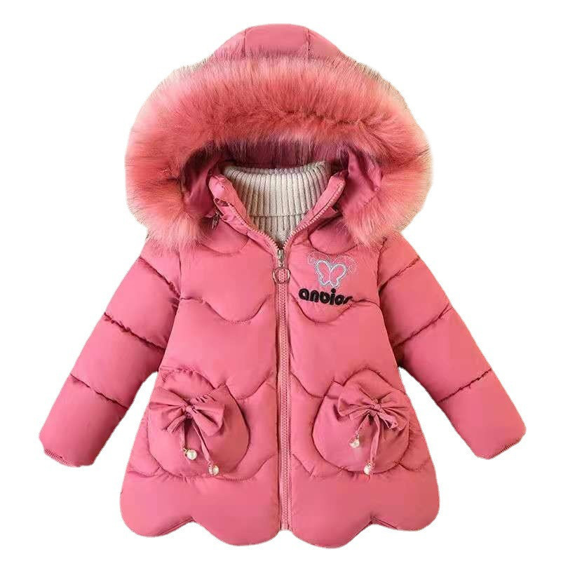 Jackets Baby Girls Jacket Kids Fashion Coats Warm Solid Fur Collar Hoodie Winter Girl Clothes Infant Clothing Children's 220928