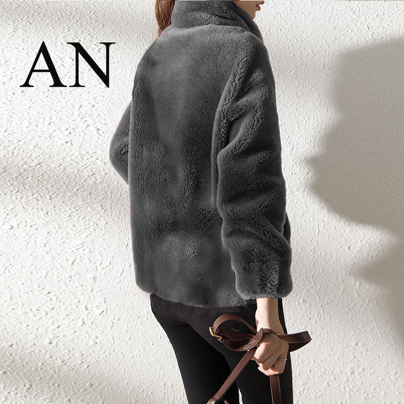 Women's Fur Faux Coat Short Thickened Stand Collar Fashion Double-sided Velvet Winter Women 220928