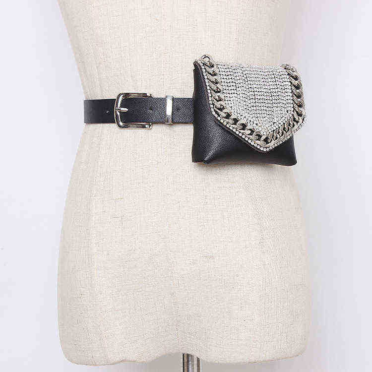 belt bags Concave Shape Blingbling Shiny Belt Removable Dual Purpose Waist Bag 220723