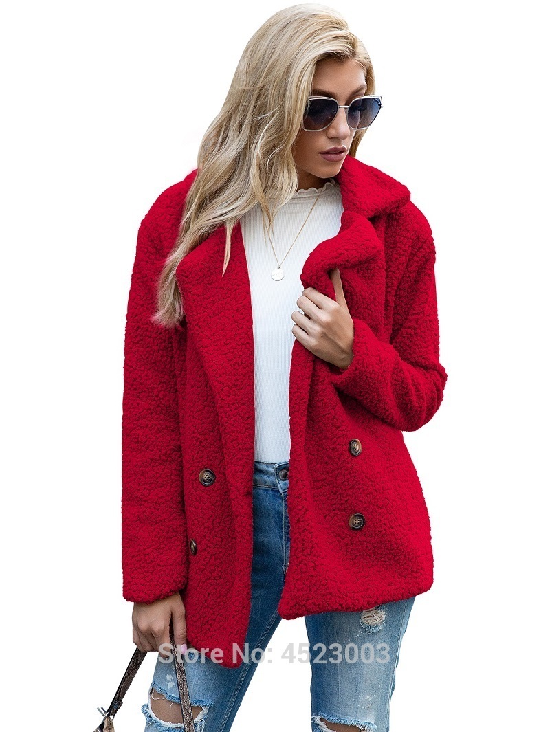 Women's Fur Faux Elegant Women Coat Autumn Winter Warm Female Plush Overcoat Pocket Casual Teddy Outerwear 220928