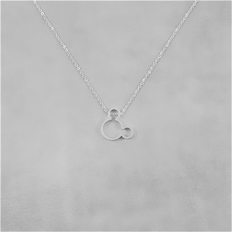 30PCS Cute Cartoon Character Mouse Head Face Necklaces Stainless Steel Hollow Outline Animal Pendant for Kids Child Minimalist Choker