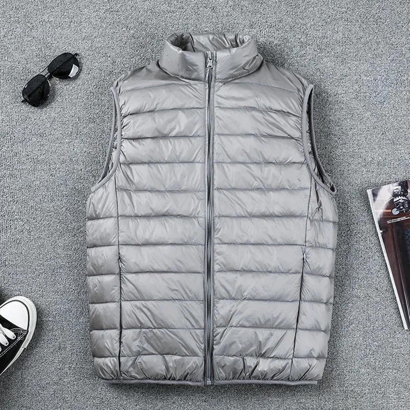 Men's Down Parkas Winter Men Duck Down Vest Coat Ultralight Sleeveless Puffer Vest Jacket ultra thin warm lightweight down jacket Waistcoat 22092