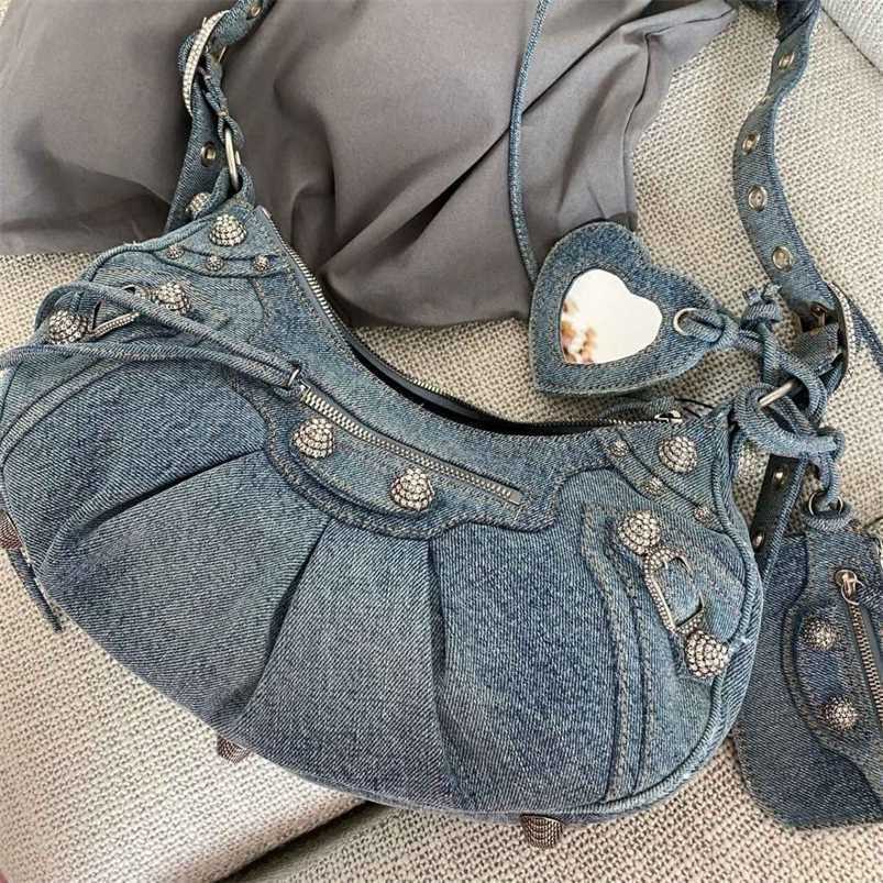 Genuine Leather Bags Balenciga Lecagole Hanbags Ins same heavy industry denim diamond studded flash willow nail half month motorcycle Spice C7QZ, Sky blue
Genuine Leather Bags Balenciga Lecagole Hanbags Ins same heavy industry denim diamond studded flash willow nail half month motorcycle Spice C7QZ, Sky blue