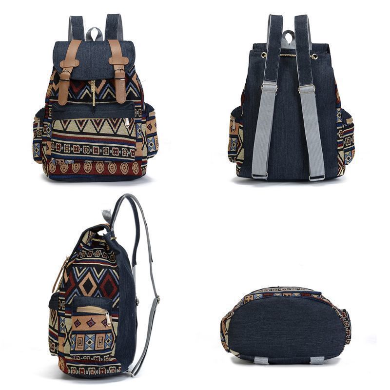 School Bags High Quality Women Canvas Vintage Backpack Ethnic s Bohemian Schoolbag 220926