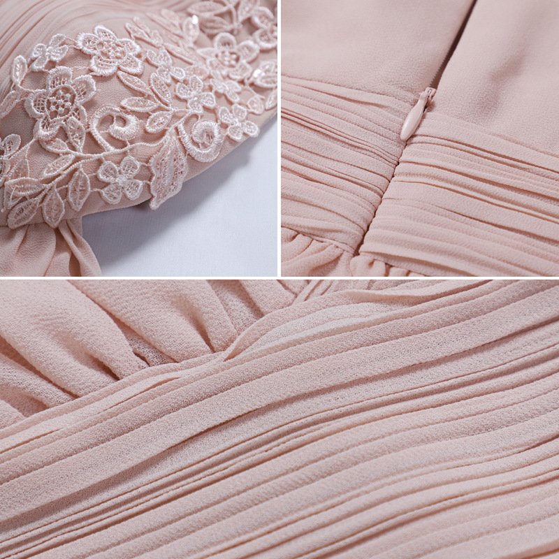 Women Chiffon Bridesmaid Dresses Long Lace Off Shoulder Ruched Formal Maid of Honor Backless Beach Custom Made Plus Size Pregnant Party Evening Weddin