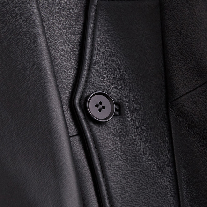 Women's Leather Faux Lautaro Spring Autumn Black Oversized Trench Coat for Women Raglan Sleeve Lapel Loose Casual Stylish Korean Fashion 220928