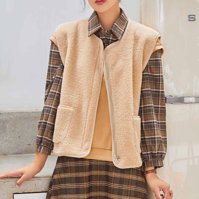 Women's Vests Jacket Women Solid Short Loose Lambs Plush Fall Winter Korean Style Sleeveless Female Coats Warm Waistcoat 220928