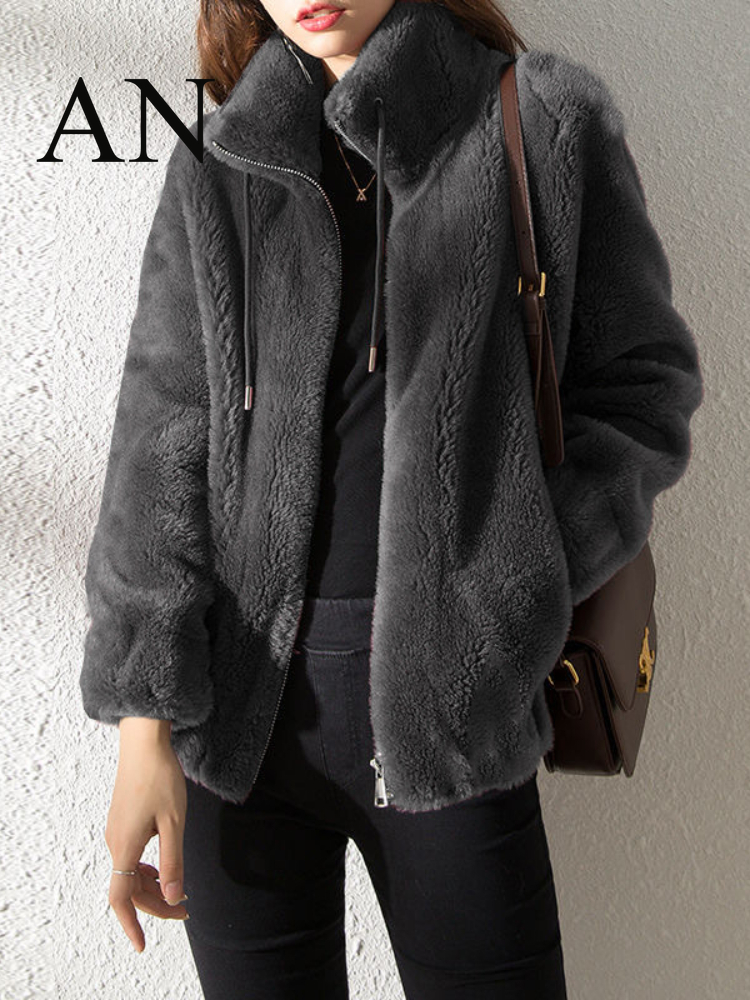 Women's Fur Faux Coat Short Thickened Stand Collar Fashion Double-sided Velvet Winter Women 220928