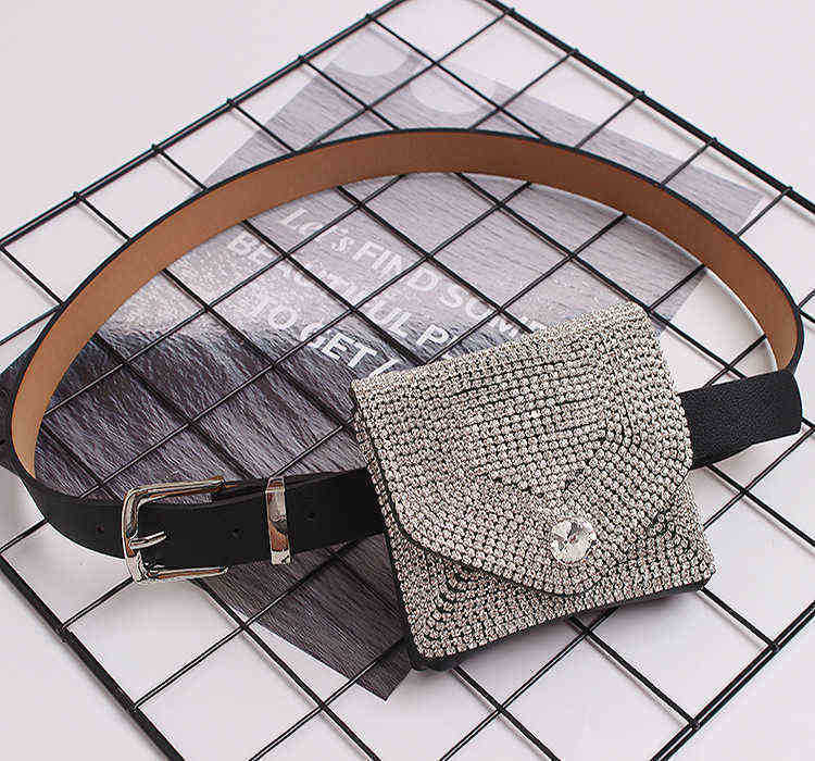belt bags Concave Shape Blingbling Shiny Belt Removable Dual Purpose Waist Bag 220723