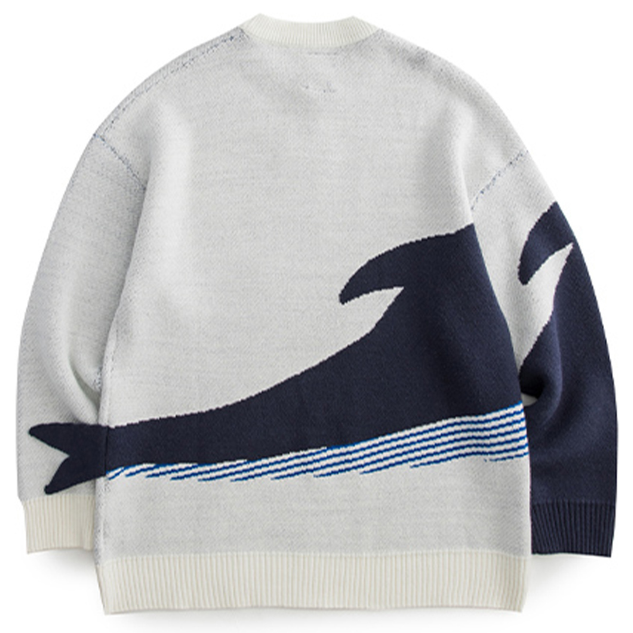 Men's Sweaters LACIBLE Lonely Whale Knitted Sweaters Spring Autumn Sweater Pullover Men Women Jumpers Harajuku Knitwear Outwear Streetwear Tops 2
