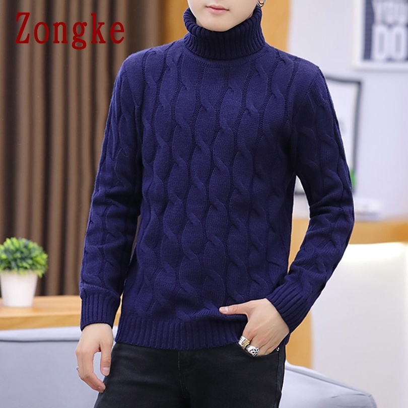 Men's Sweaters Zongke White Turtleneck Men Clothes Winter Sweater Men Coats Solid Striped Pullover Mens Turtleneck M2XL Spring 220928