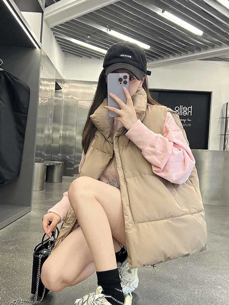 Women's Vests EleeMee Women Jacket Sleeveless Pocket Loose Female Winter Vest Fashion Daily Casual Ins Stylish Outwear Size M-2XL 220928