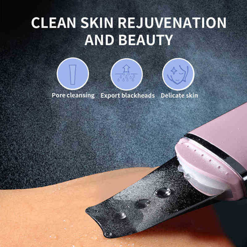 Ultrasonic Skin Scrubber Vibration Face Spatula Blackhead Remover Facial Shovel Clean Peeling Lifting Usb 220516