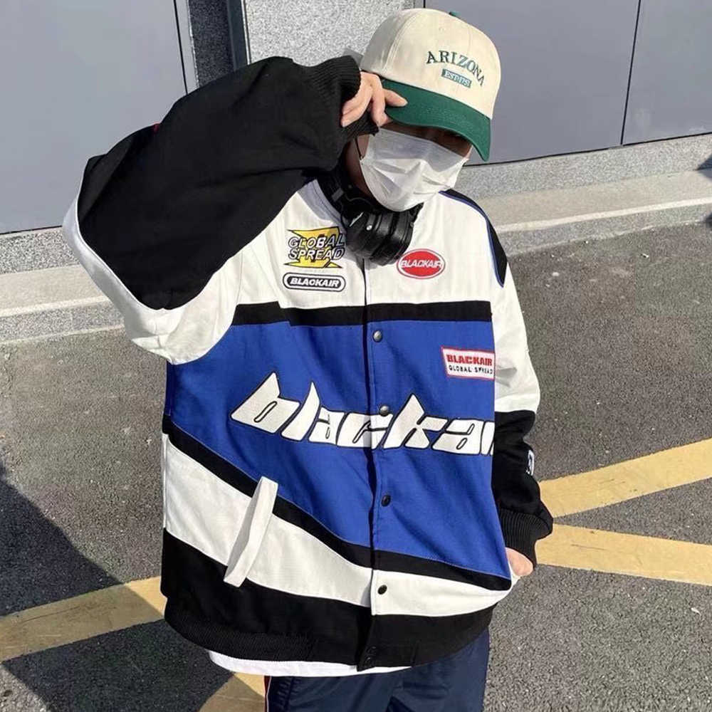 Men's Jackets Motorcycle Jacket Men Streetwear Letter Print Chaquetas Hombre Hip Hop Vintage Cotton Couples Spring Baseball Jacket Unisex Coat T2