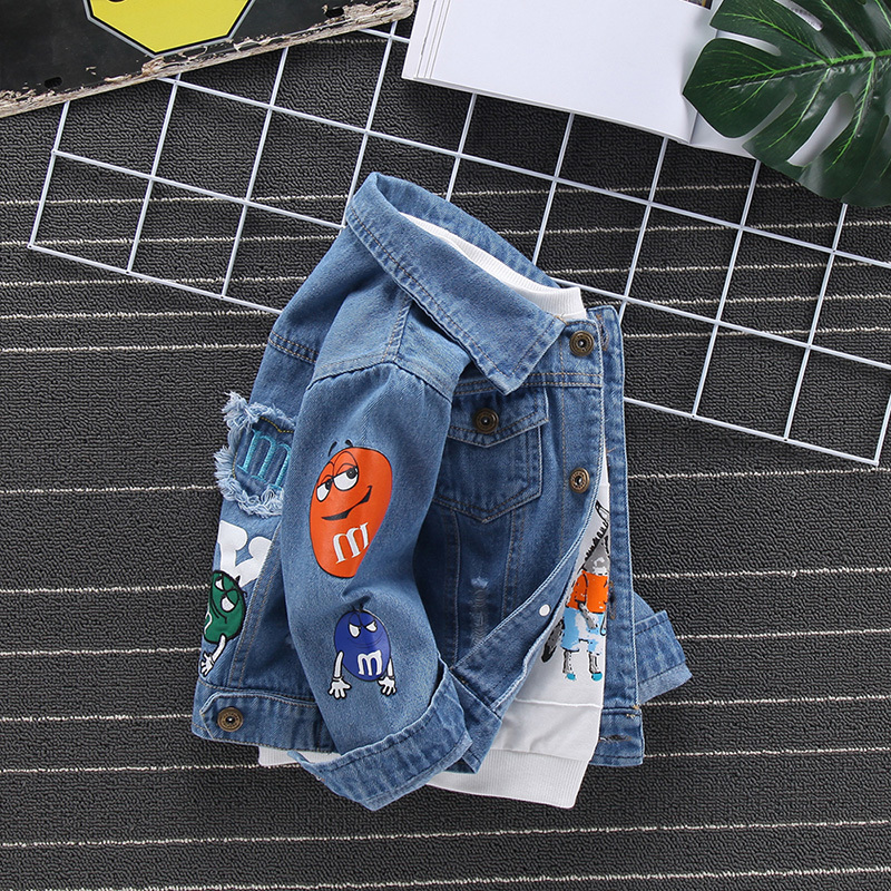 Jackets Kid Boys Jeans Coats Cartoon M Printed Denim Blue 2 3 4 5 6 7 8 Years Baby Girls Children Clothing Toddler Autumn Spring 220928