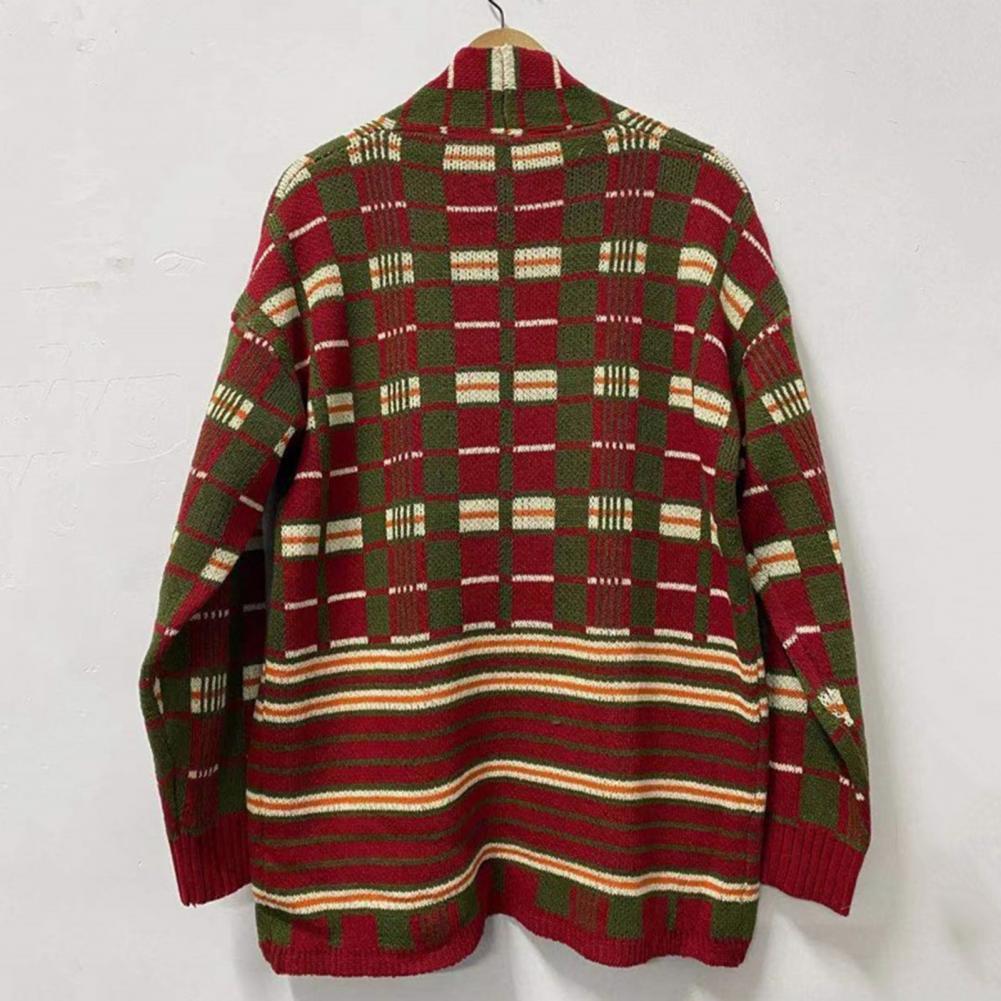 Men's Sweaters Plus Size Knitted Long Sleeve Men Casual Loose Cardigan Autumn Winter Open Front Plaid Printed Cardigan Sweater Outerwear 220928