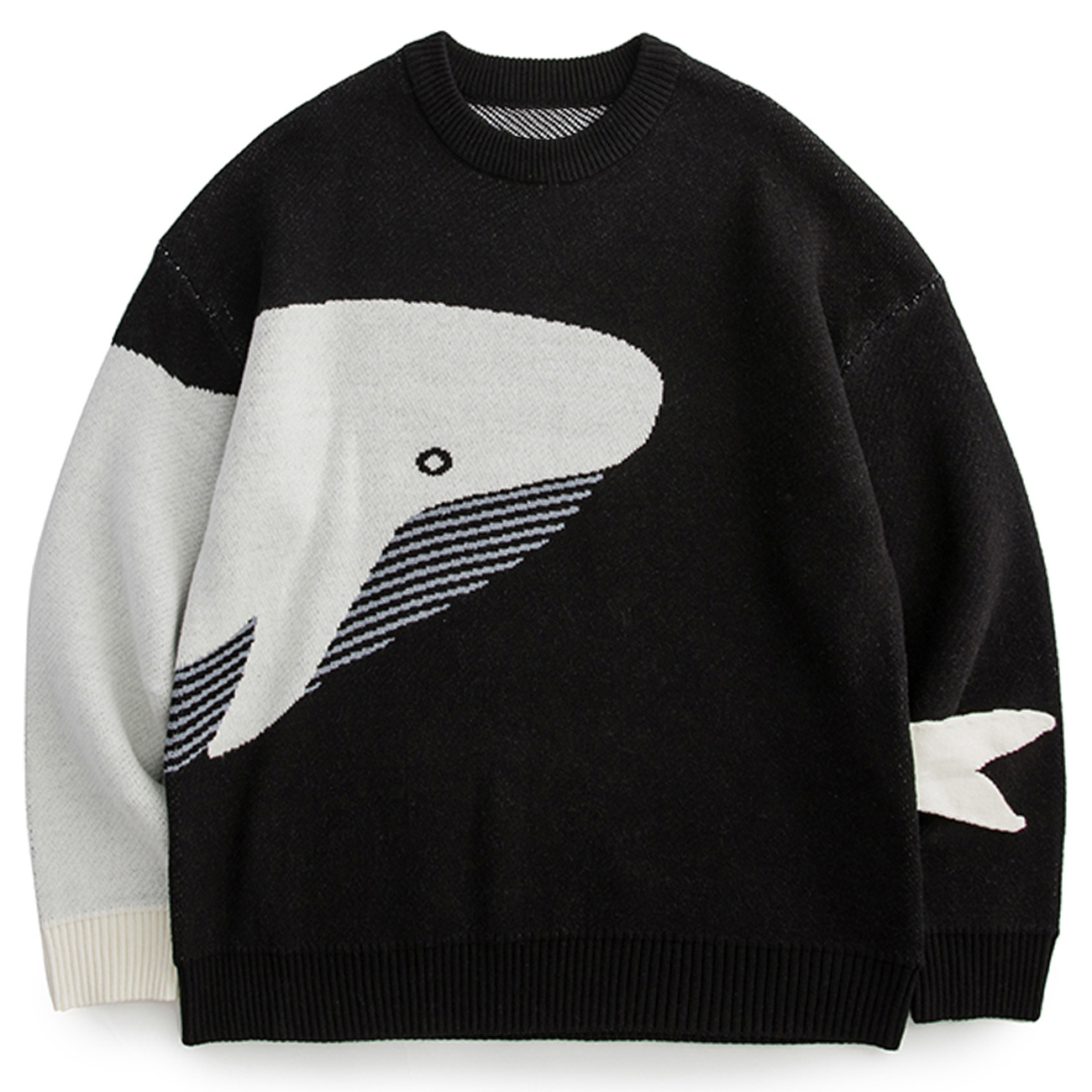 Men's Sweaters LACIBLE Lonely Whale Knitted Sweaters Spring Autumn Sweater Pullover Men Women Jumpers Harajuku Knitwear Outwear Streetwear Tops 2