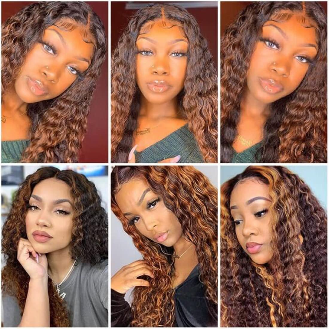 Highlight Ombre Brown Lace Front Wig Water Wave for Women Brazilian Unprocessed Human Virgin Hair 360 Frontal Wig Pre Plucked P430 150% Density