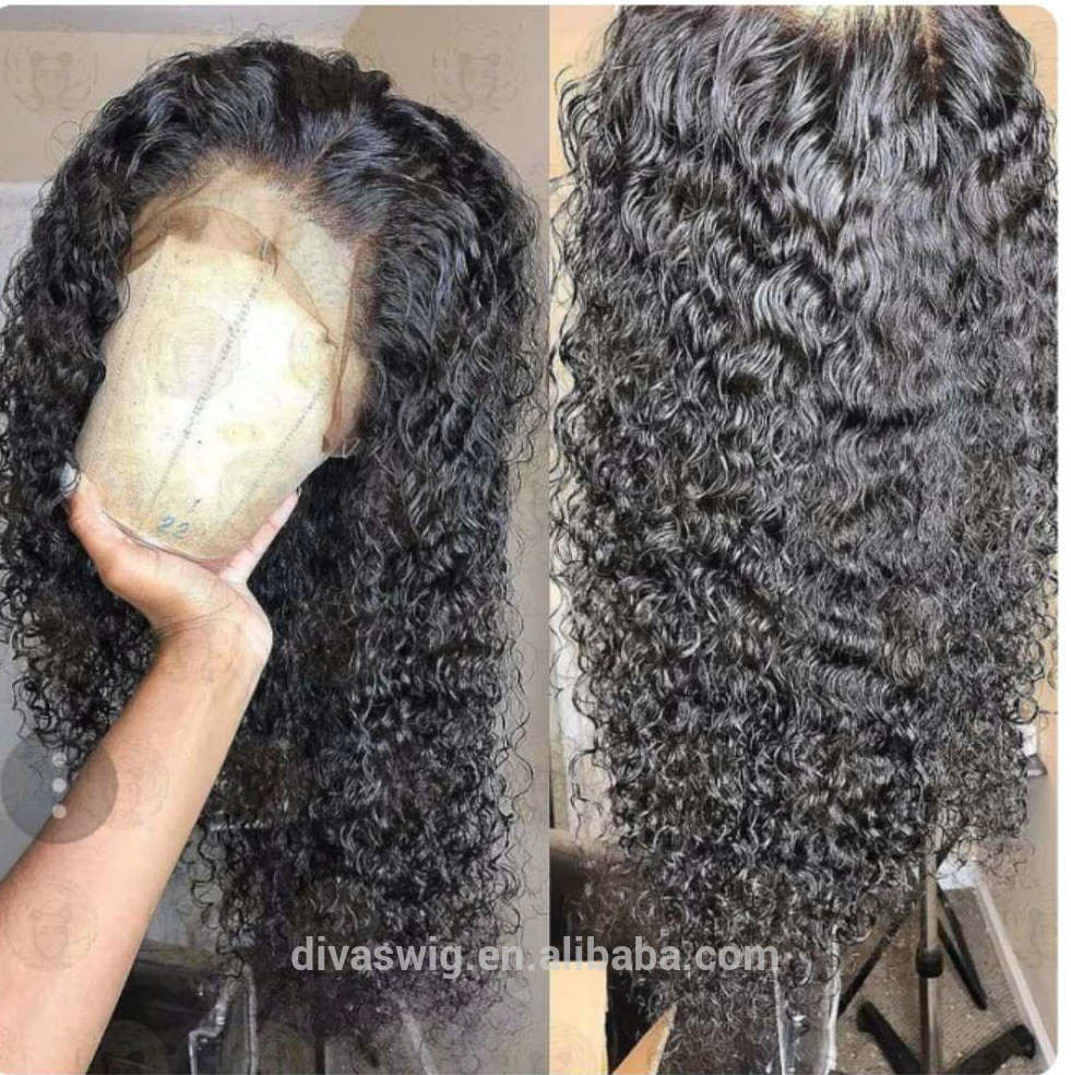 HD Transparent Lace Front Human Hair Wigs For Black Women Mongolian water wave Curly 360 Frontal Wig Perrque Pre Plucked Deep Full And Thick 150%