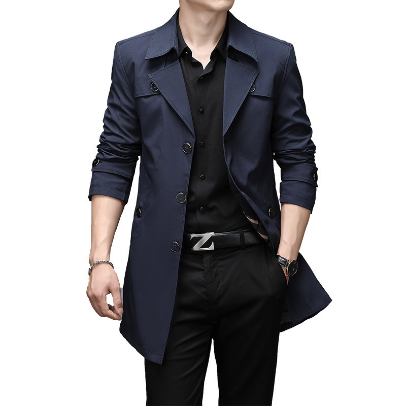 Men's Wool Blends Oversized Long Trench Men's Windbreaker Coat 8XL Male Solid Slim Fat Business Casual Long Trench Men Clothing Outerwear Ja